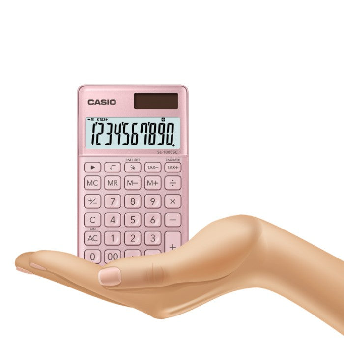 Casio SL-1000SC pink fashionable metal 10-digit travel series calculator