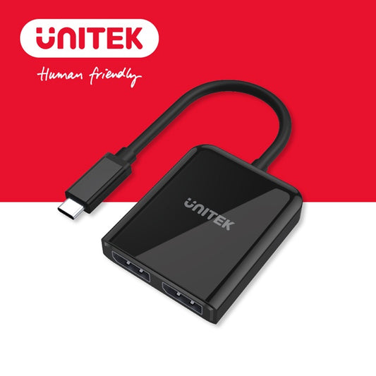 UNITEK USB-C to dual DisplayPort version 1.4 converter (Y-V1407A)