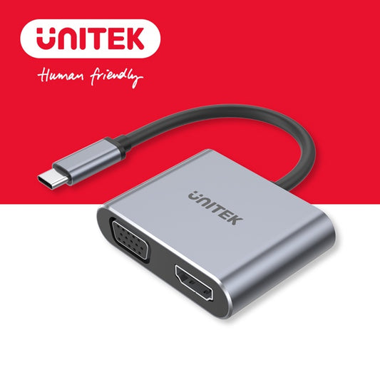 UNITEK USB-C to HDMI/VGA Aluminum Alloy HD Converter (Space Gray) (Y-V1126A)