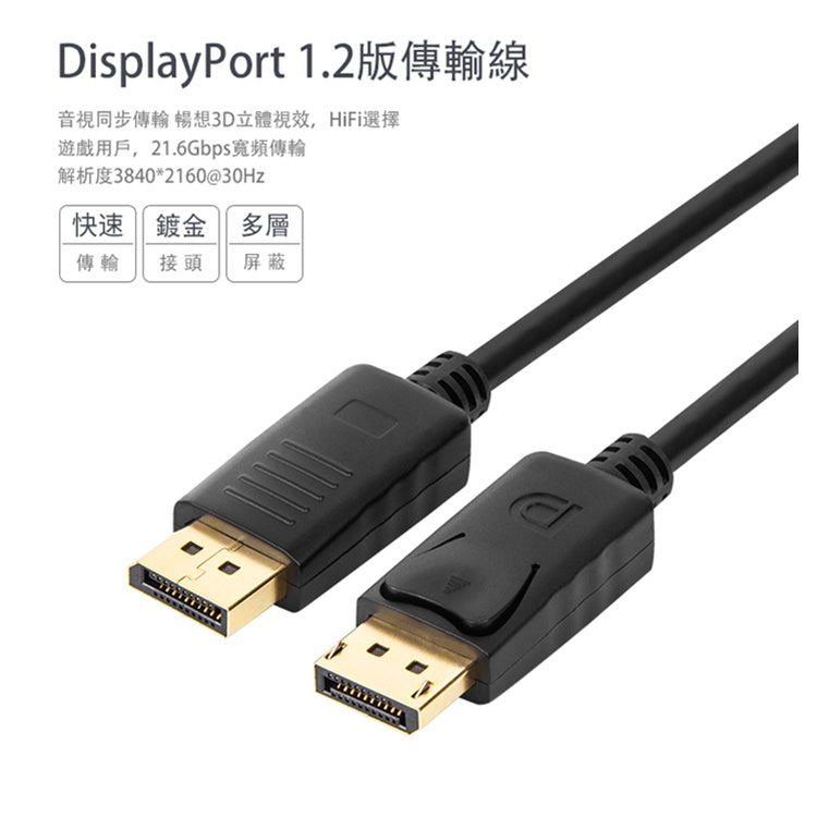 UNITEK DisplayPort 1.2版傳輸線 1.5M (Y-C607BK)