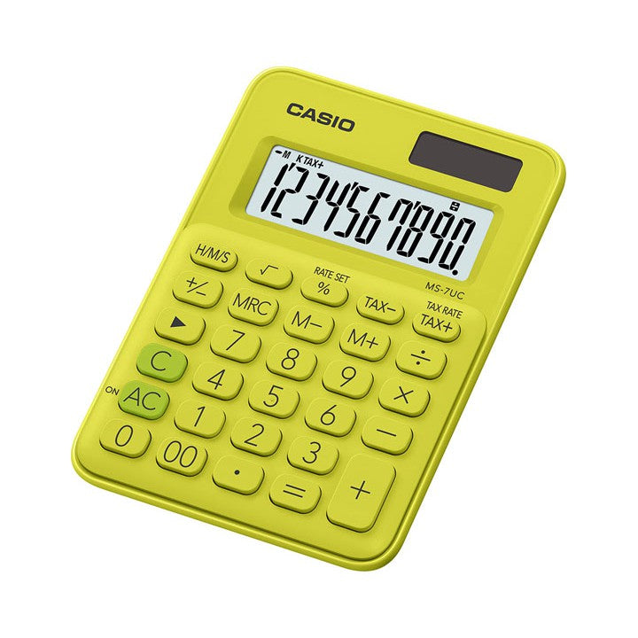 Casio calculator MS-7UC green yellow 10-digit color series office calculator