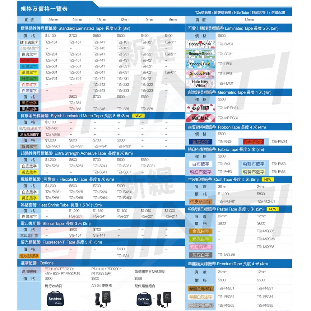 Brother 24mm 抗凍標籤帶(可彎曲) TZe-FX251白底黑字/ TZe-FX651黃底黑字-長度8M