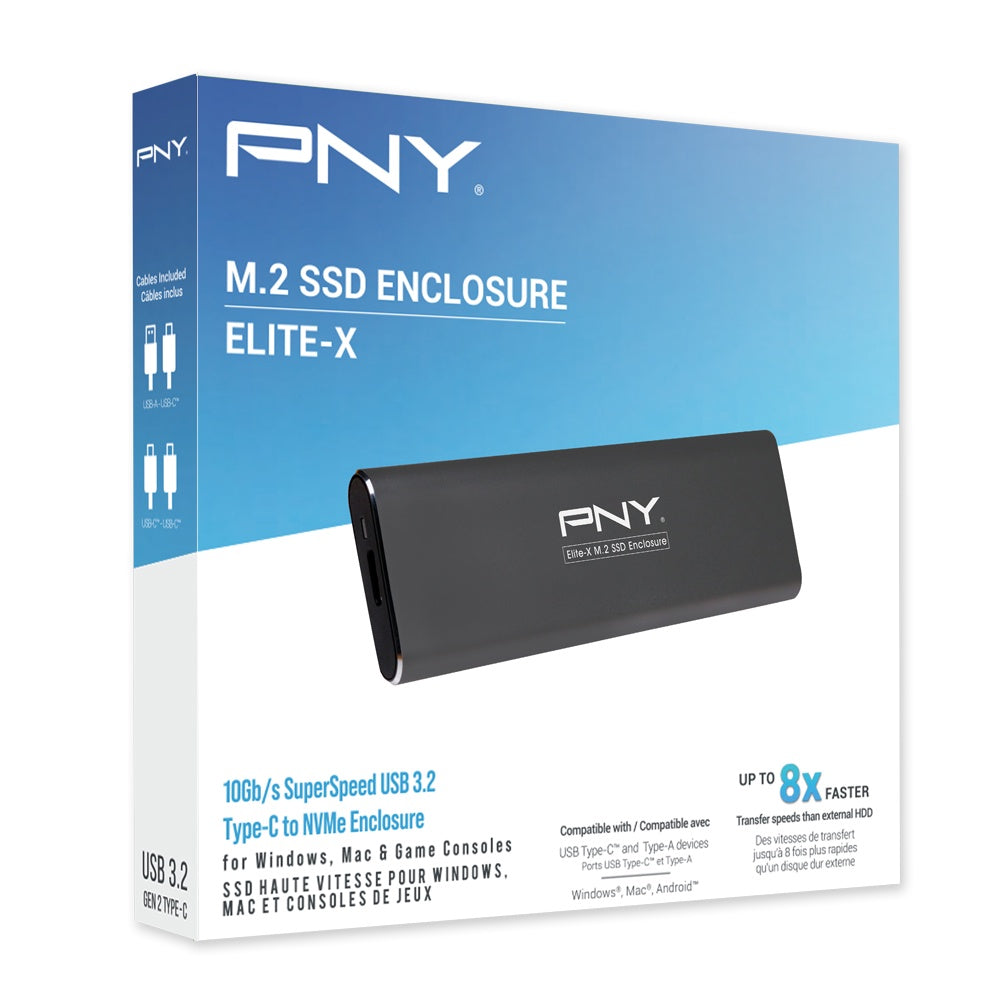 PNY Elite-X NVMe M.2 SSD USB3.1 TypeC 10Gbps SSD External Box-Black